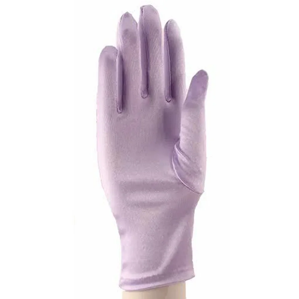 Lilac Satin Stretch Wrist Length Dress Gloves Retro Style - Hey Viv